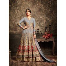 Grey Floor Length Bridal Gown Anarkali Indian Dress